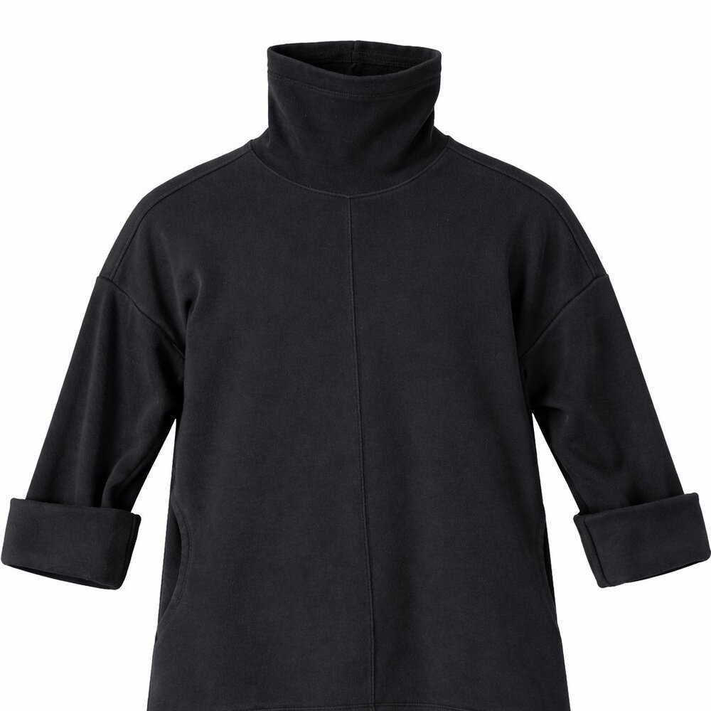 Athleta Cowl Neck 3/4 Sleeve Pullover Fleece - Size XS - Black